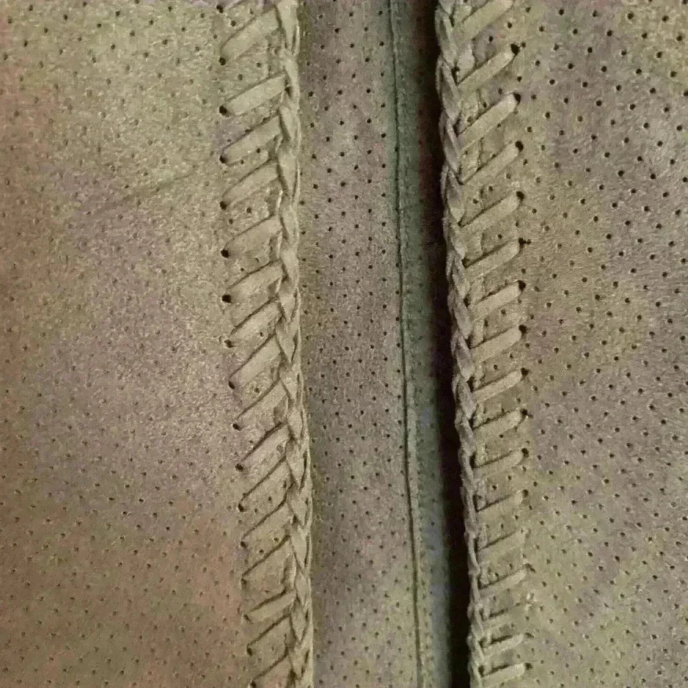 Koc Leather & Fur Open Jacket - Taupe/Greige UK 34/US size 6 - Picture 7 of 8